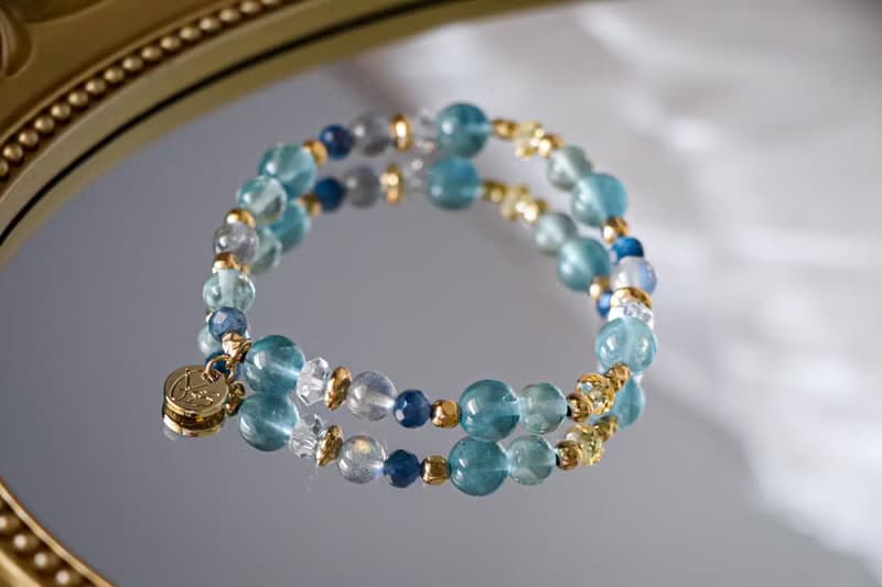 藍螢石手鍊原礦設計 /  大馬士茴香 - 藍螢石-拉長石-藍晶石