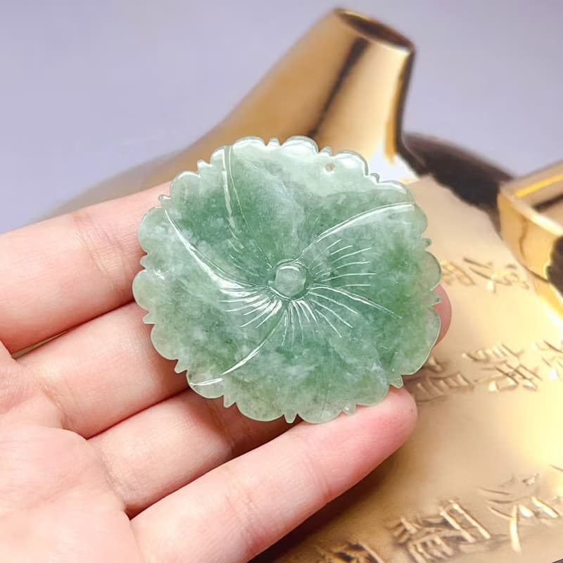 冰飄綠翡翠牡丹花 | 天然緬甸A貨翡翠 | 送禮