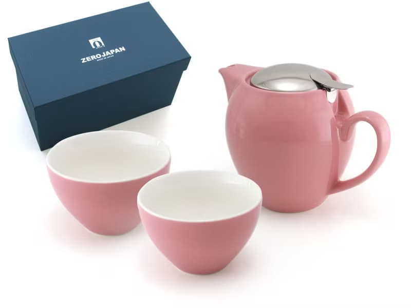 日本 ZERO JAPAN 陶瓷不銹鋼蓋茶壺(580cc) 連茶杯禮盒套裝