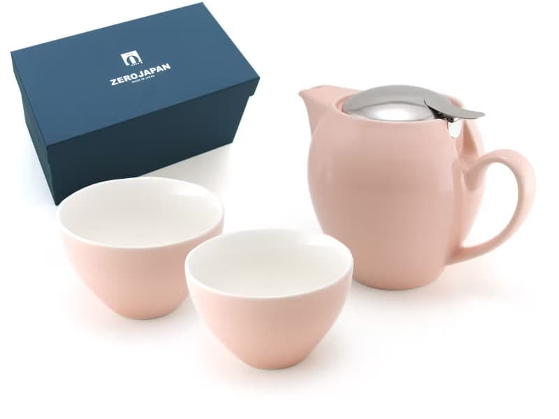 日本 ZERO JAPAN 陶瓷不銹鋼蓋茶壺(580cc) 連茶杯禮盒套裝