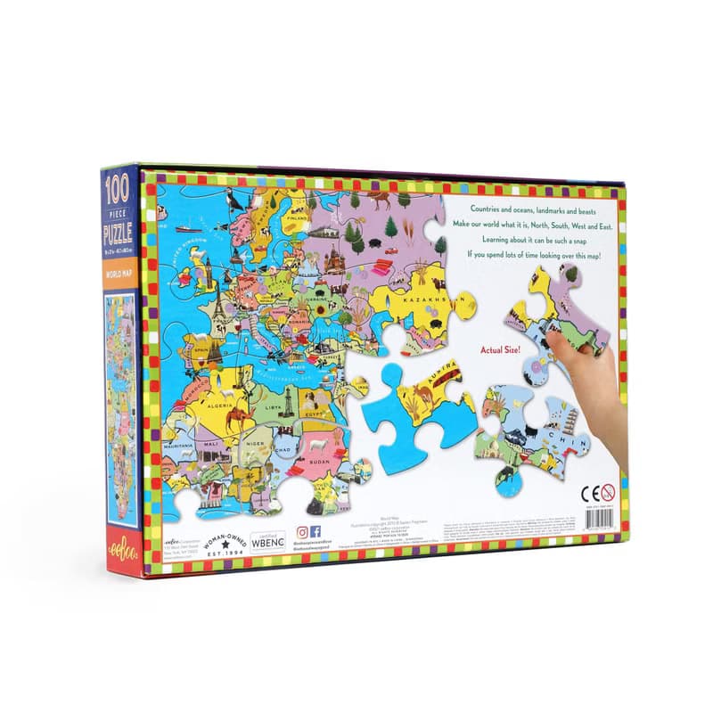 eeBoo 100片拼圖 -  世界地圖 World Map 100 Piece Puzzle
