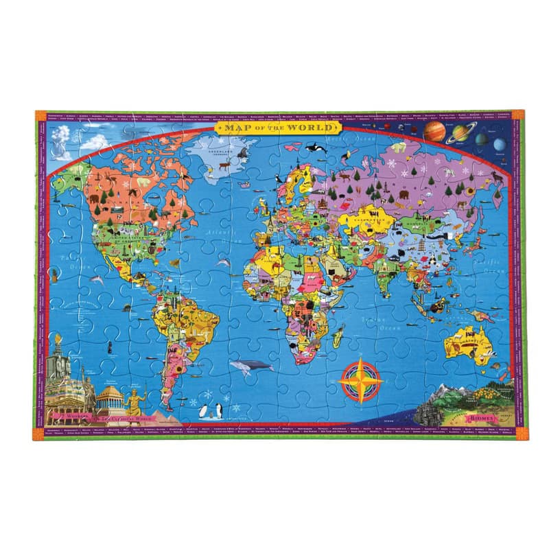 eeBoo 100片拼圖 -  世界地圖 World Map 100 Piece Puzzle