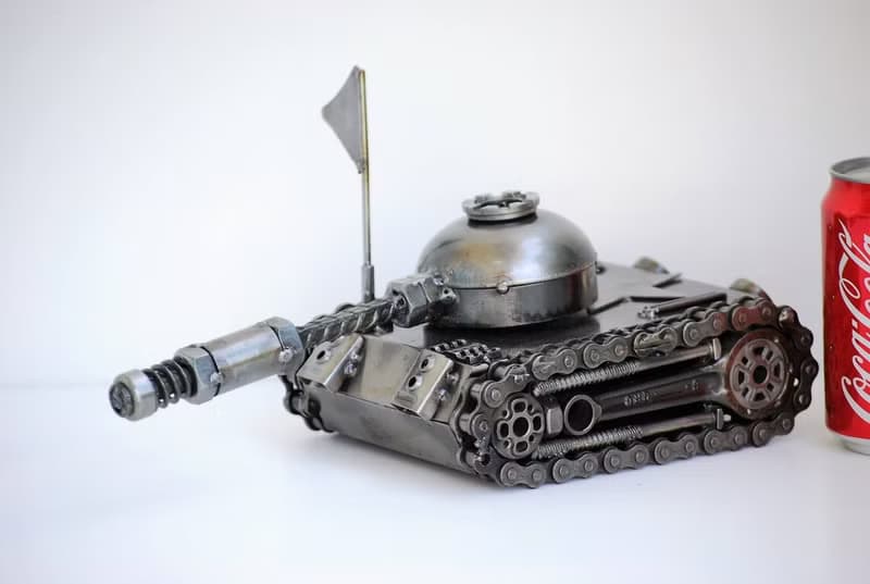 One-Of-A-Kind Gift, Tank Scrap metal sculpture, Wow gift for Dad