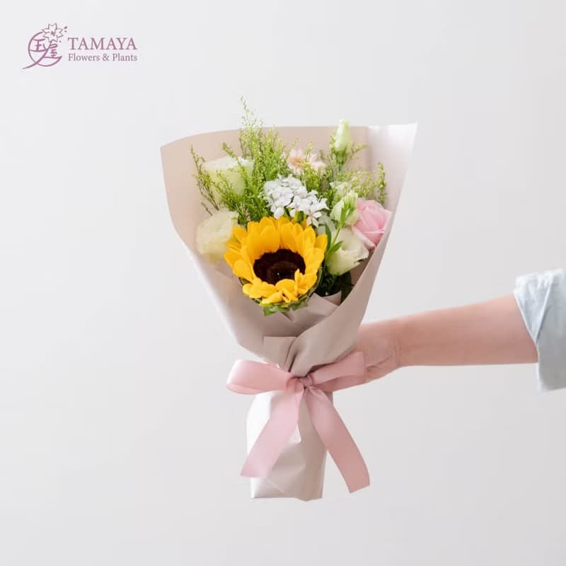 金黃向陽奶茶花束