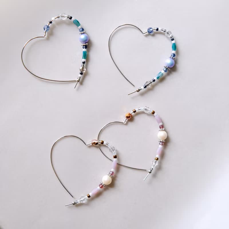 Lena | 變奏款 Swarovski 珍珠水晶串珠心型圈環 | 甜美獨特