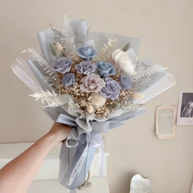迷霧藍永生花束