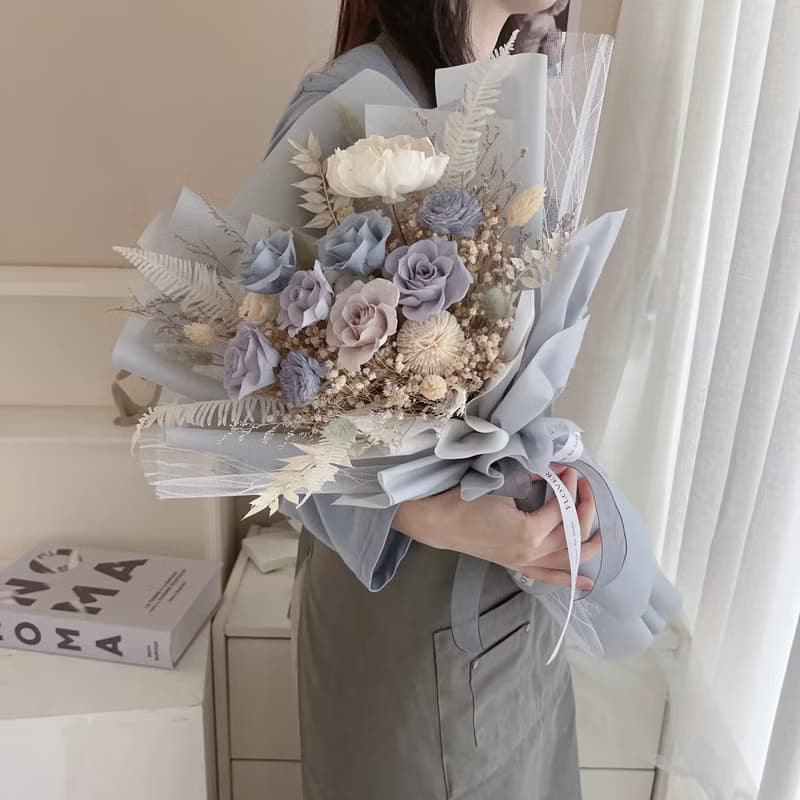 迷霧藍永生花束