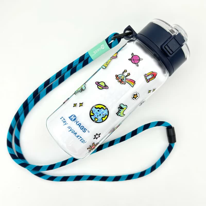 AQUARECHARGE 系列 Tritan 600毫升水壺連彈力斜背帶 - 太空