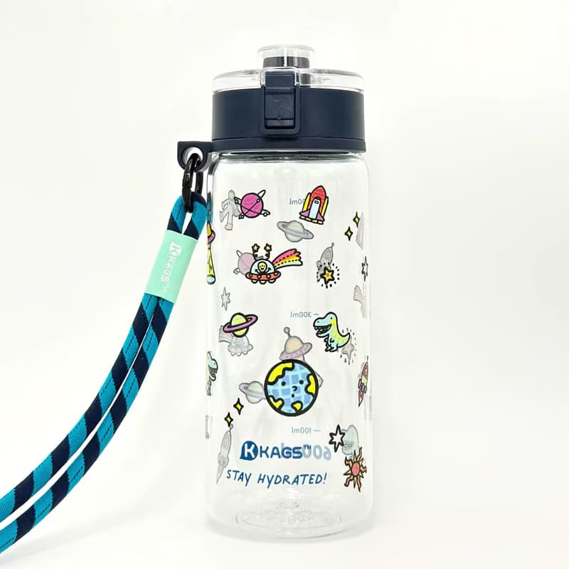 AQUARECHARGE 系列 Tritan 600毫升水壺連彈力斜背帶 - 太空
