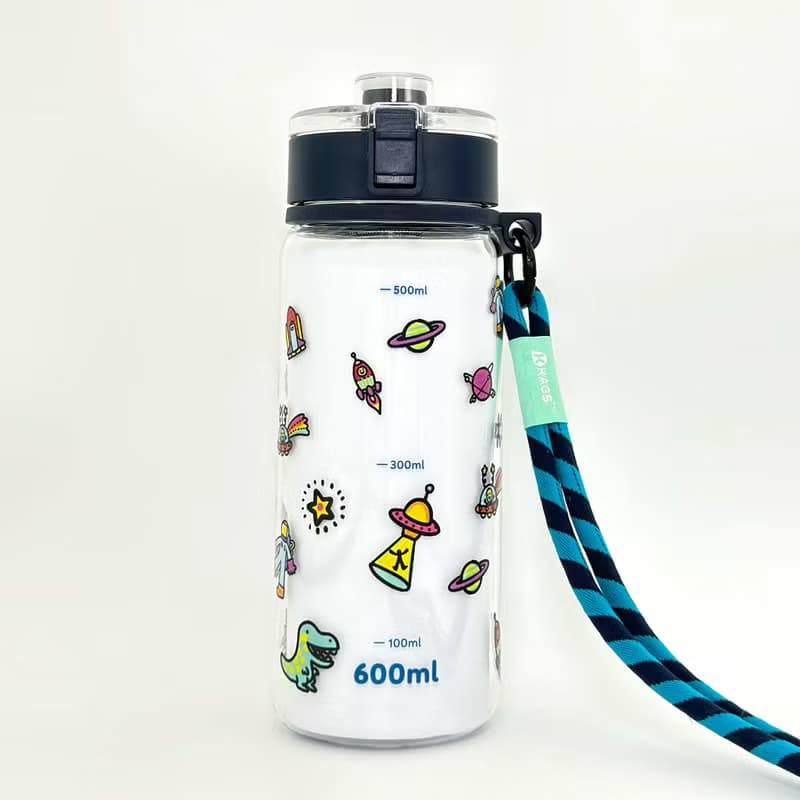AQUARECHARGE 系列 Tritan 600毫升水壺連彈力斜背帶 - 太空