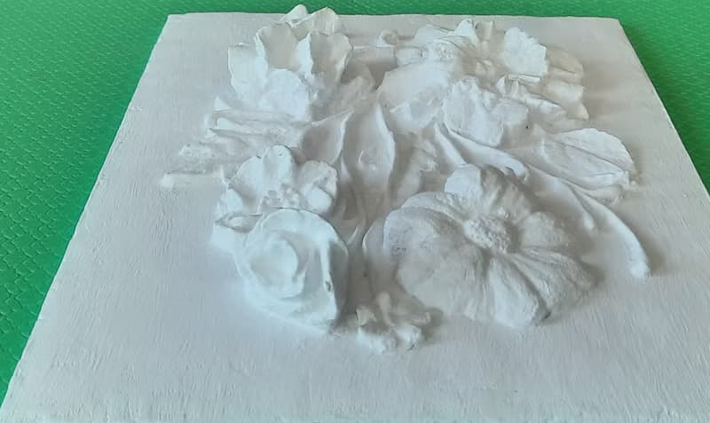牆壁雕塑藝術 3d 花卉牆壁藝術 白色淺浮雕 植物裝飾