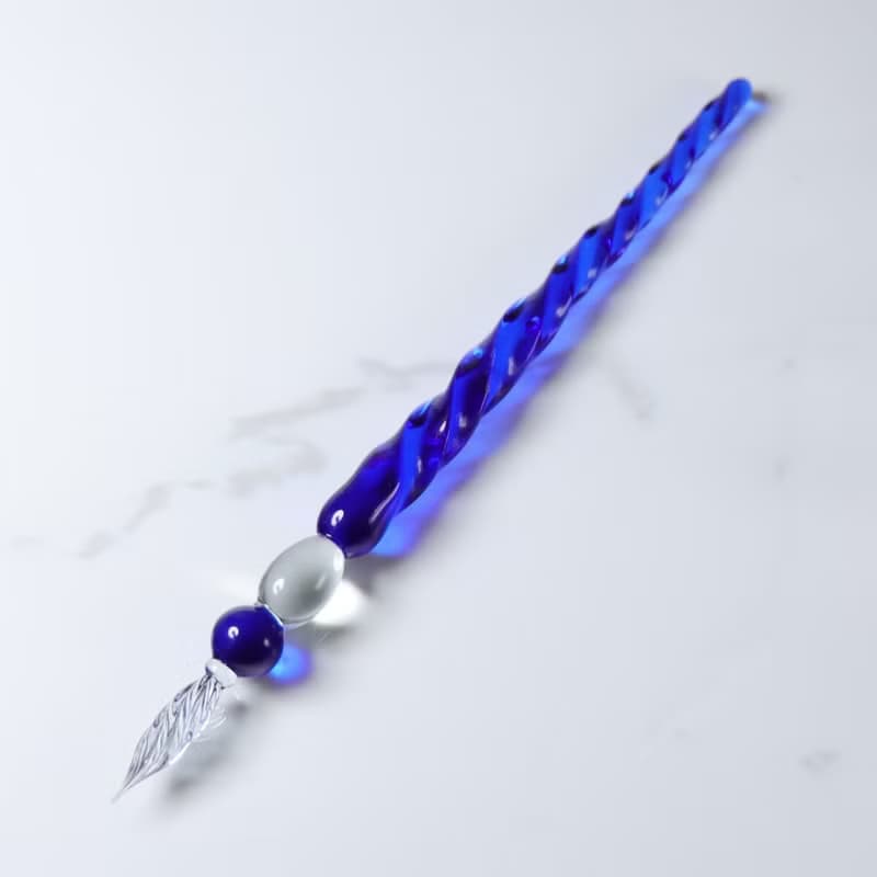 (螺旋造型款) MSA玻璃筆 湛藍 沾水筆 文具 台灣製 (含筆身刻字)