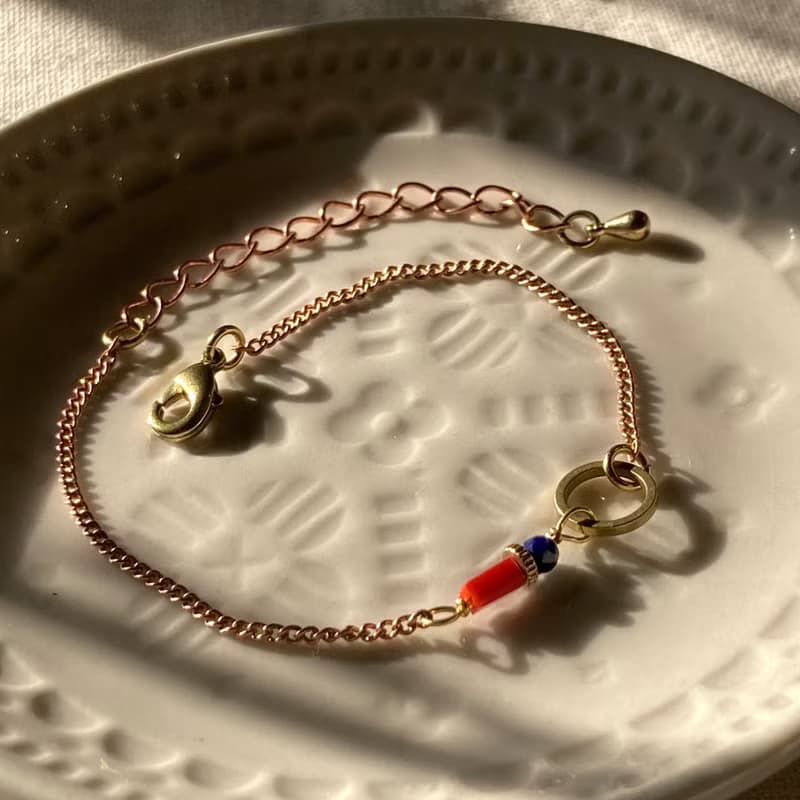 老林雜貨Travelin 琉璃黃銅細手鍊 三色