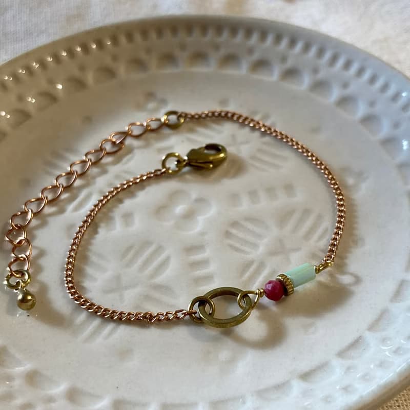 老林雜貨Travelin 琉璃黃銅細手鍊 三色
