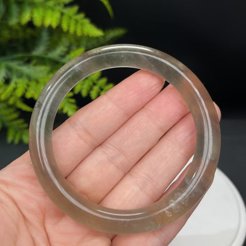 高品質 巴西 綠水晶手鐲 58MM 冰透閃片圓條綠色石英 明晰思緒
