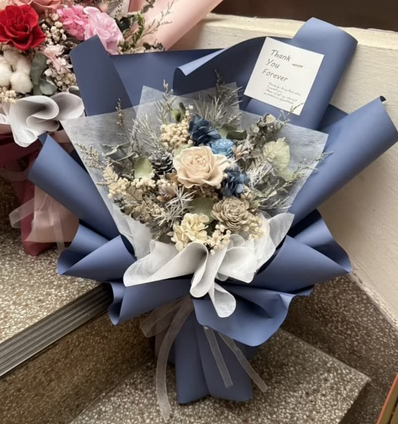 【藍色玫瑰花束】畢業花束　母親節花束　生日送禮花束