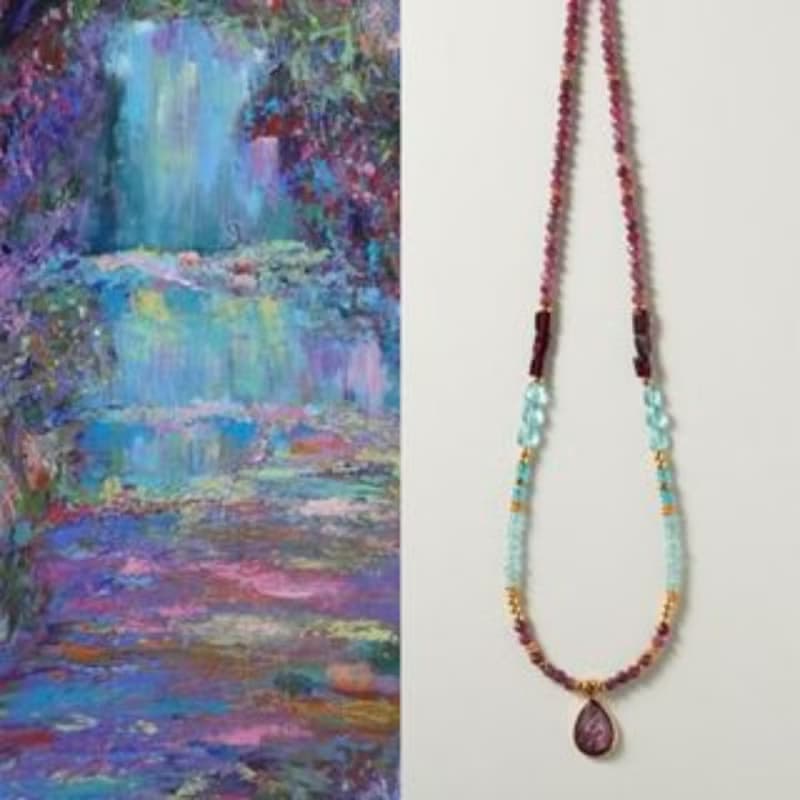 原創手工蘿蘭秘境吊墜項鏈天然碧璽串珠生日禮物