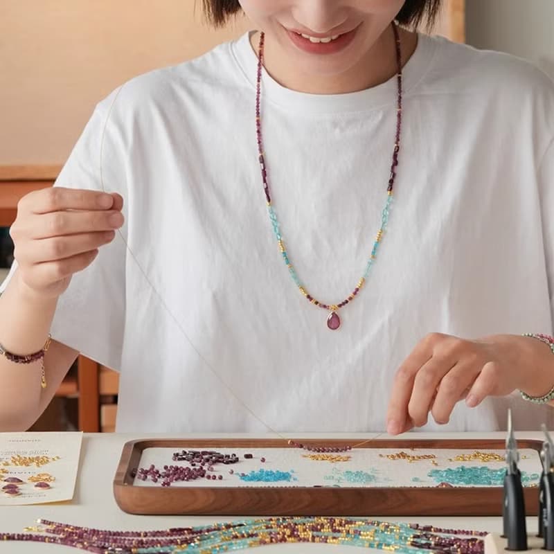 原創手工蘿蘭秘境吊墜項鏈天然碧璽串珠生日禮物