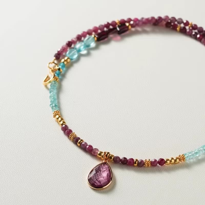 原創手工蘿蘭秘境吊墜項鏈天然碧璽串珠生日禮物