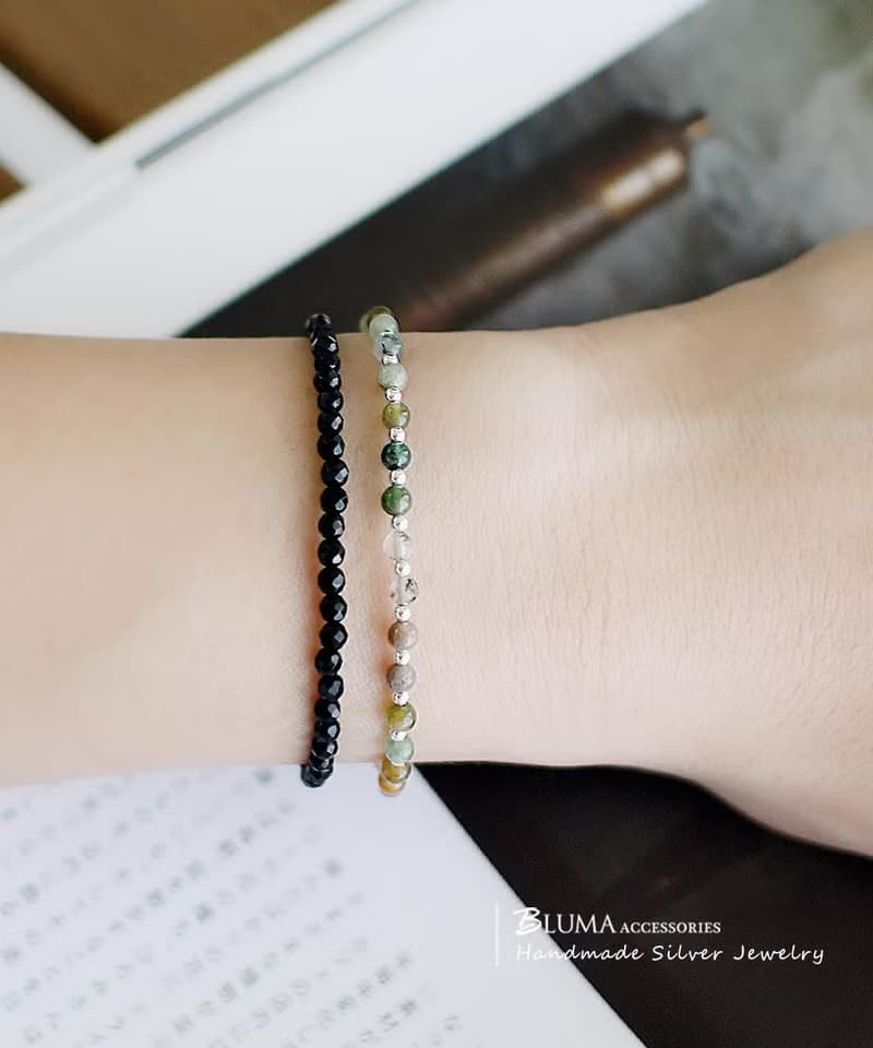 水草瑪瑙好運水晶 親子手鍊 小孩手鏈禮物 | 漫步多瑙河純銀手鍊