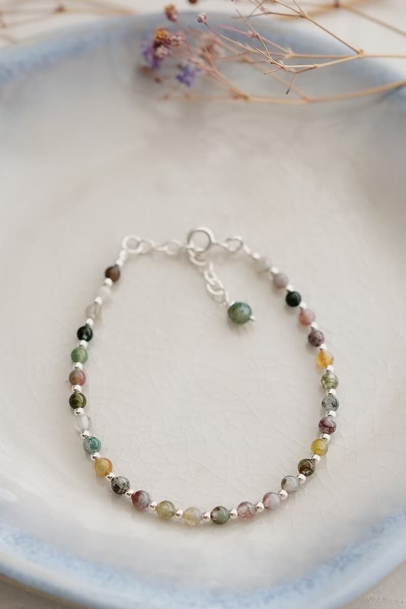 水草瑪瑙好運水晶 親子手鍊 小孩手鏈禮物 | 漫步多瑙河純銀手鍊