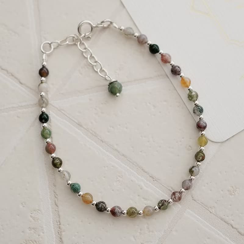 水草瑪瑙好運水晶 親子手鍊 小孩手鏈禮物 | 漫步多瑙河純銀手鍊