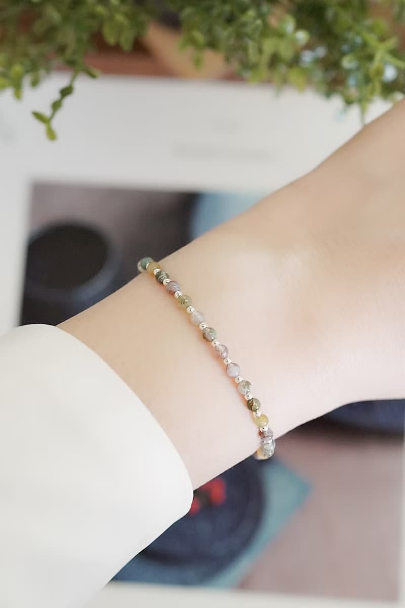 水草瑪瑙好運水晶 親子手鍊 小孩手鏈禮物 | 漫步多瑙河純銀手鍊