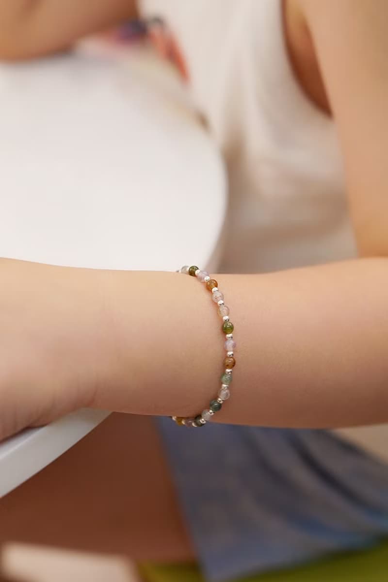 水草瑪瑙好運水晶 親子手鍊 小孩手鏈禮物 | 漫步多瑙河純銀手鍊