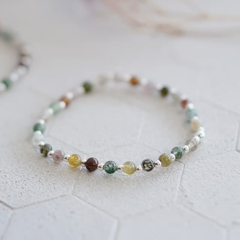 水草瑪瑙好運水晶 親子手鍊 小孩手鏈禮物 | 漫步多瑙河純銀手鍊