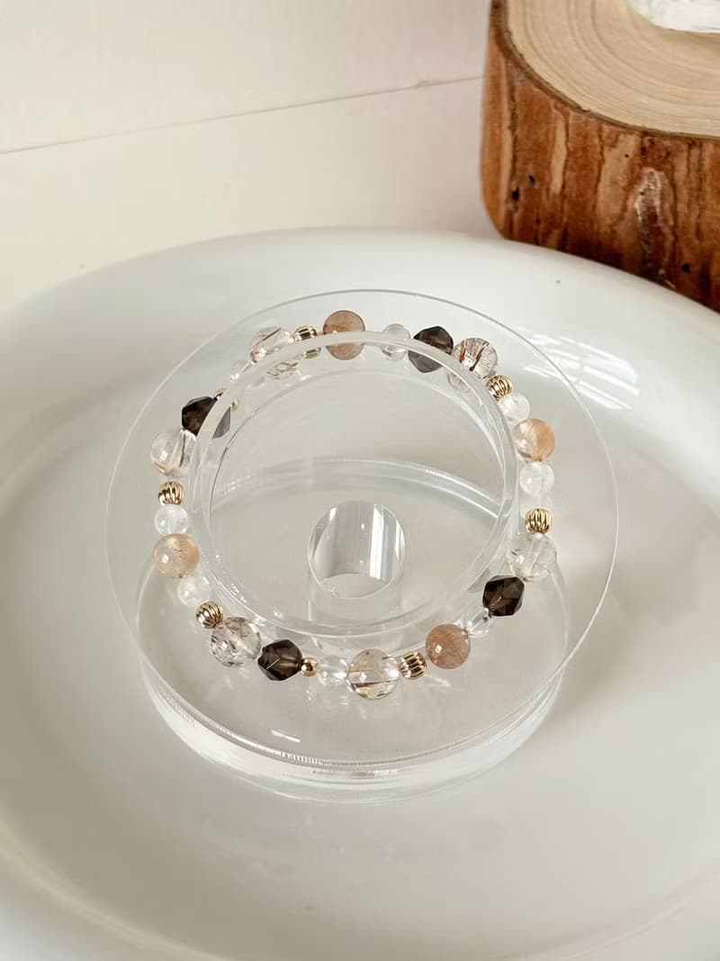 /暖風輕語/正能量避邪 橙兔毛 馬島月光石 黑金超 茶水晶 白水晶