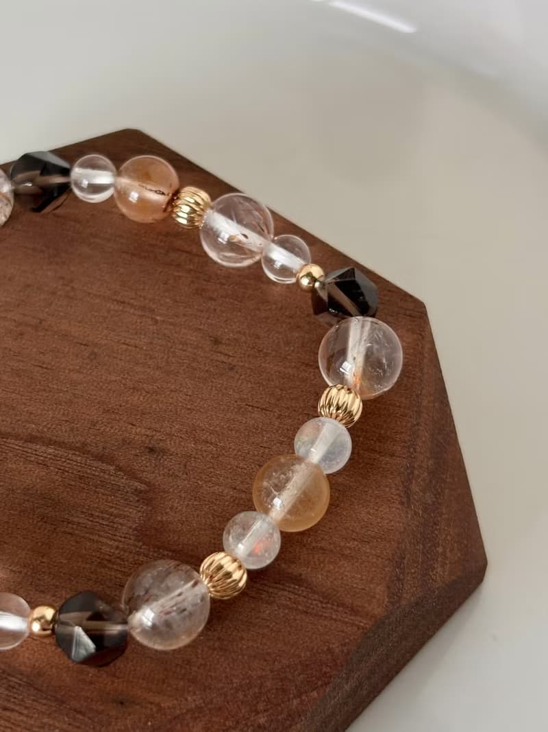 /暖風輕語/正能量避邪 橙兔毛 馬島月光石 黑金超 茶水晶 白水晶