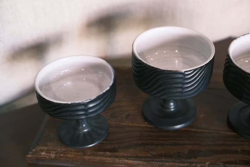 【四方田】黑白系列 - 生活食器 高腳杯 陶器 陶杯 酒杯 點心高台