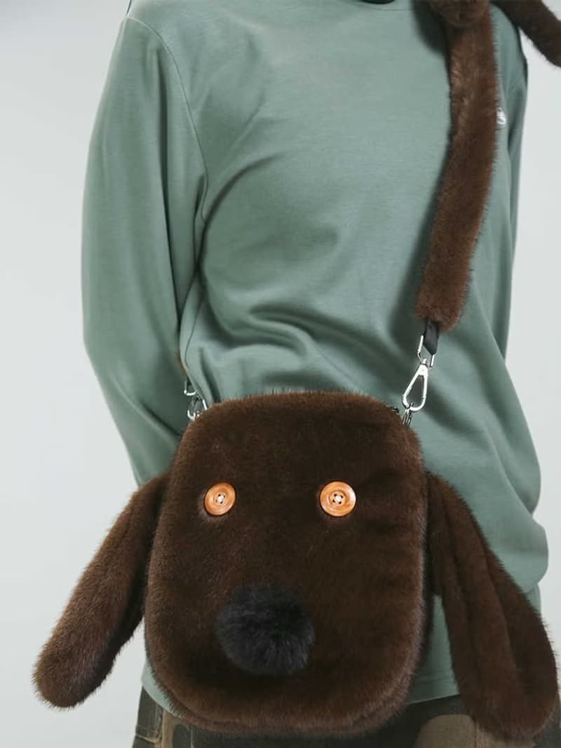 毛絨狗狗單肩斜挎小包女柔軟百搭鑰匙零錢包