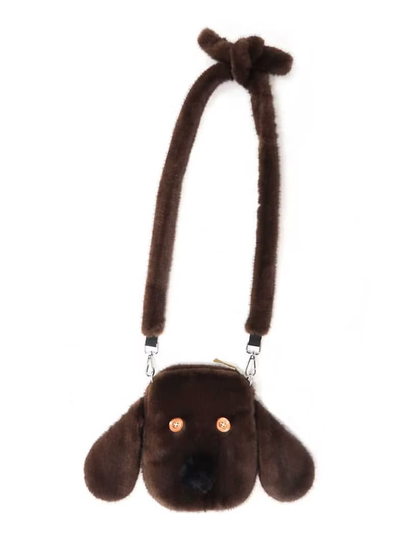 毛絨狗狗單肩斜挎小包女柔軟百搭鑰匙零錢包