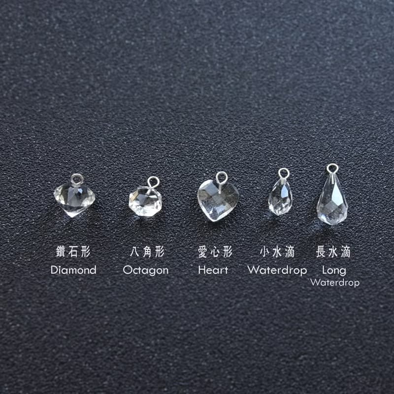 天然白水晶切割墜 純銀 裸感鎖骨鍊 鑽石形 八角形 愛心形 水滴形