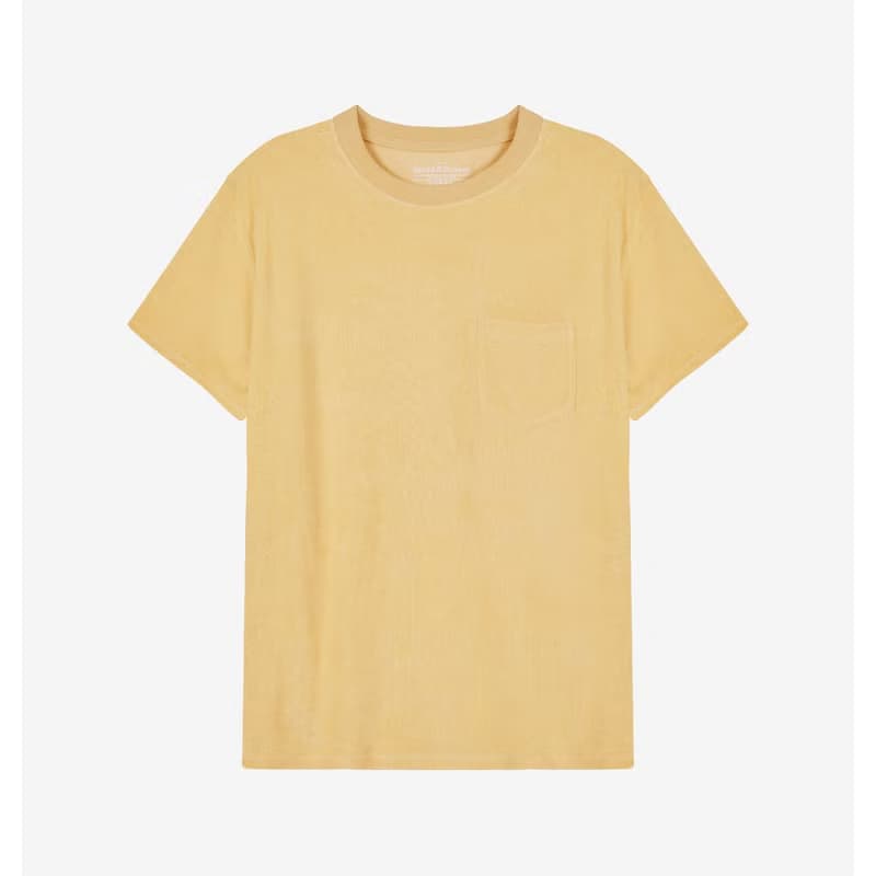 北歐極簡 - Terry T shirt 有機棉毛巾布圓領T 男 (撒哈拉黃)