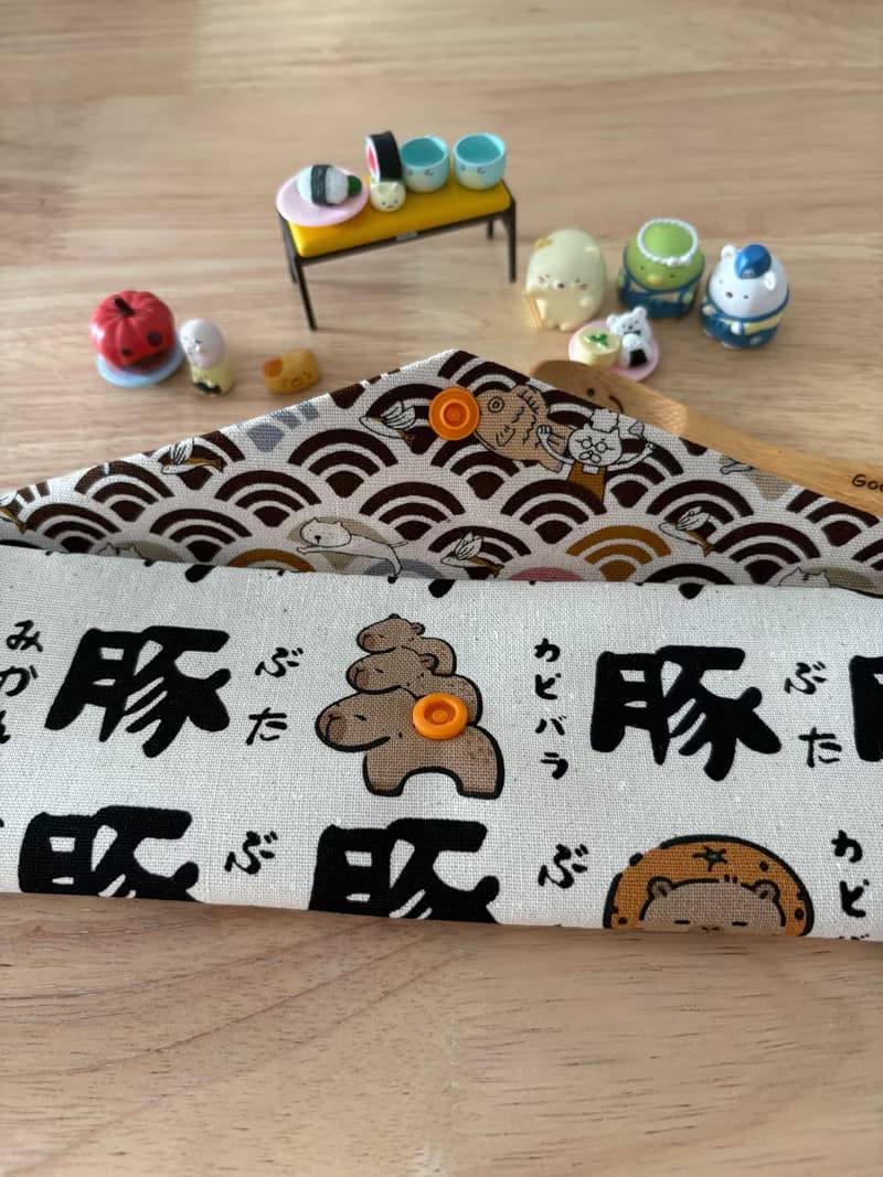 文青風環保純棉筷袋 水豚君的好友們 原胚白 厚實手感 童心 優質