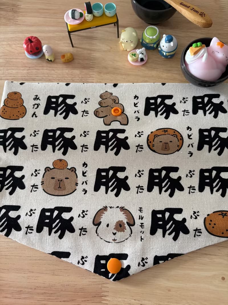 文青風環保純棉筷袋 水豚君的好友們 原胚白 厚實手感 童心 優質