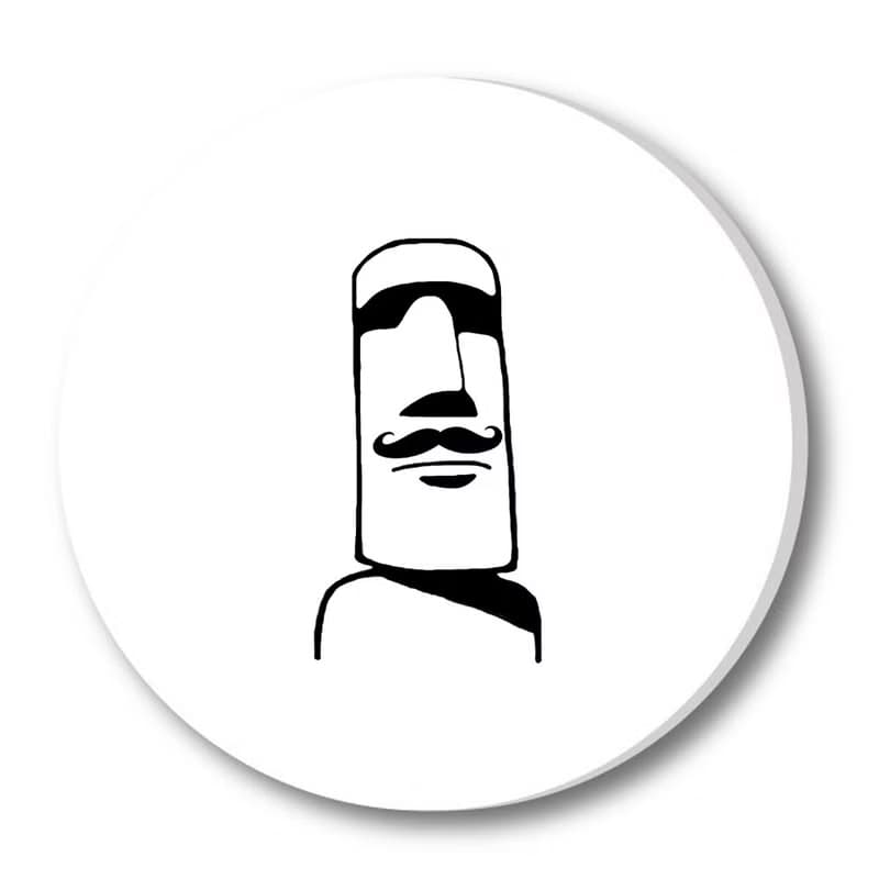 摩艾 鬍子 Moai 陶瓷吸水杯墊 原創 插畫 復活節島