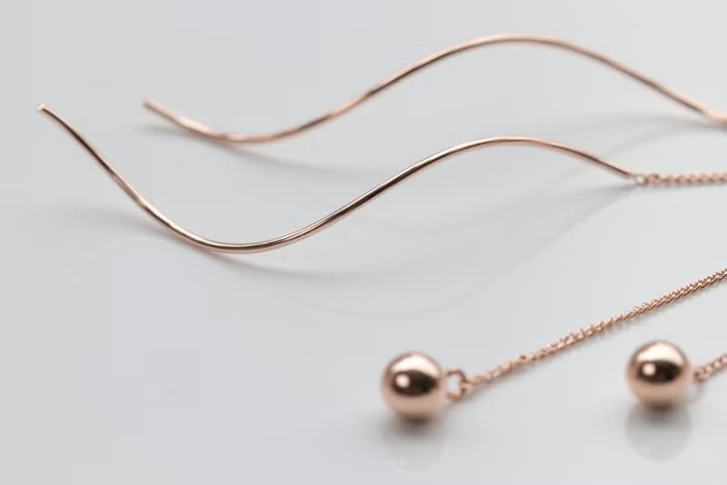 14K Ball Shape Long Chain S Earring 圓球S長鍊耳環