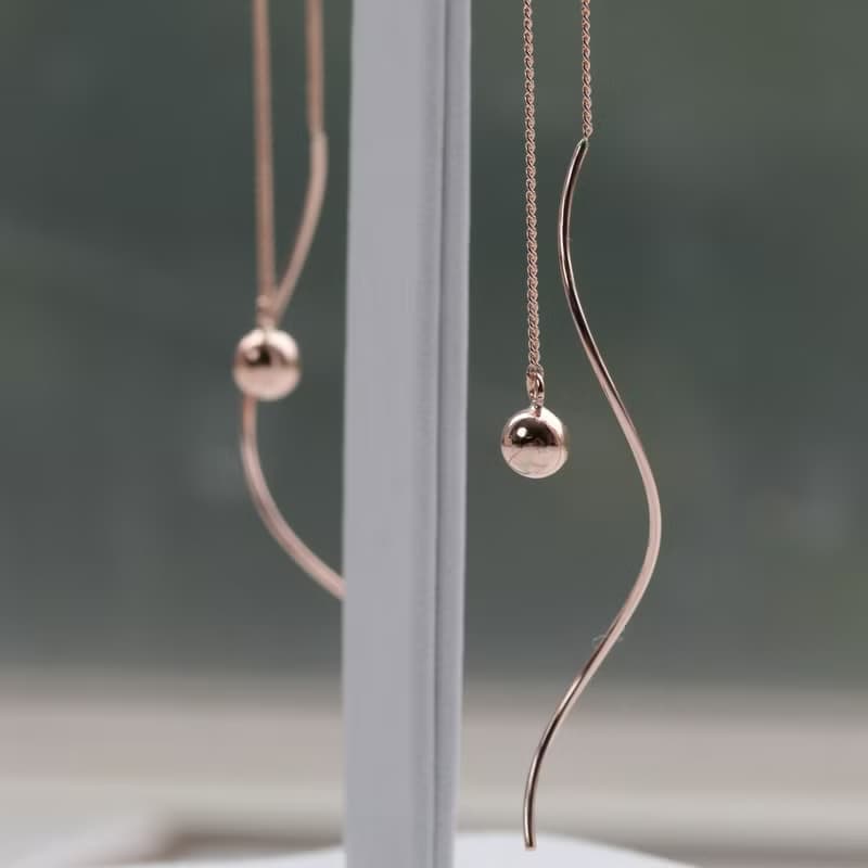 14K Ball Shape Long Chain S Earring 圓球S長鍊耳環