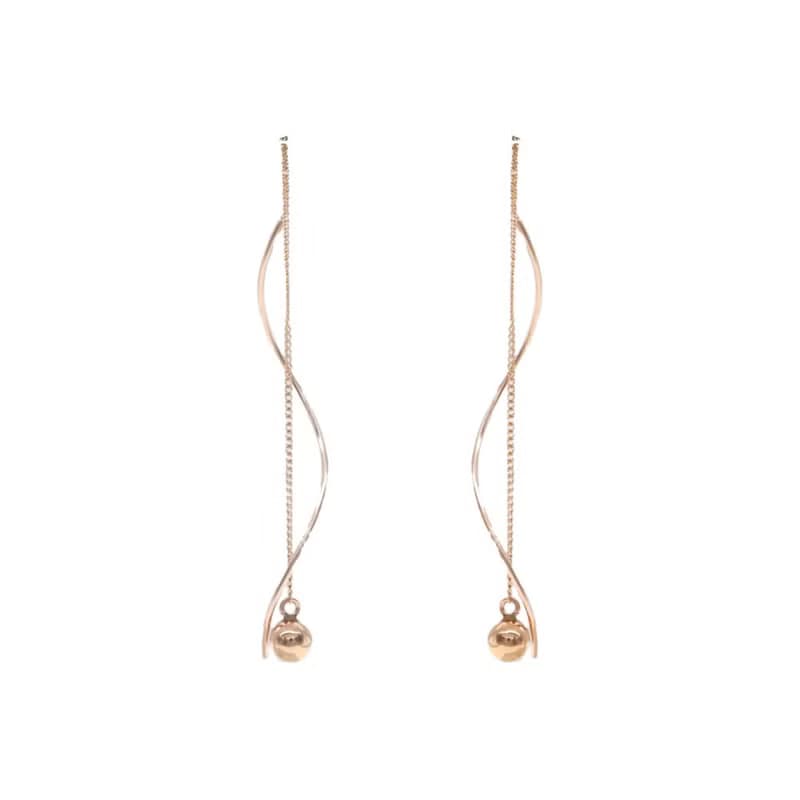 14K Ball Shape Long Chain S Earring 圓球S長鍊耳環
