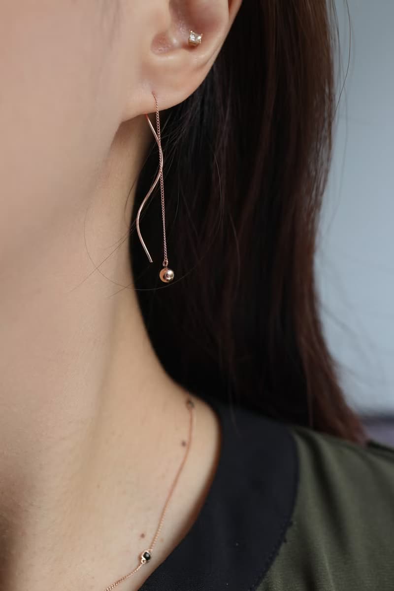 14K Ball Shape Long Chain S Earring 圓球S長鍊耳環