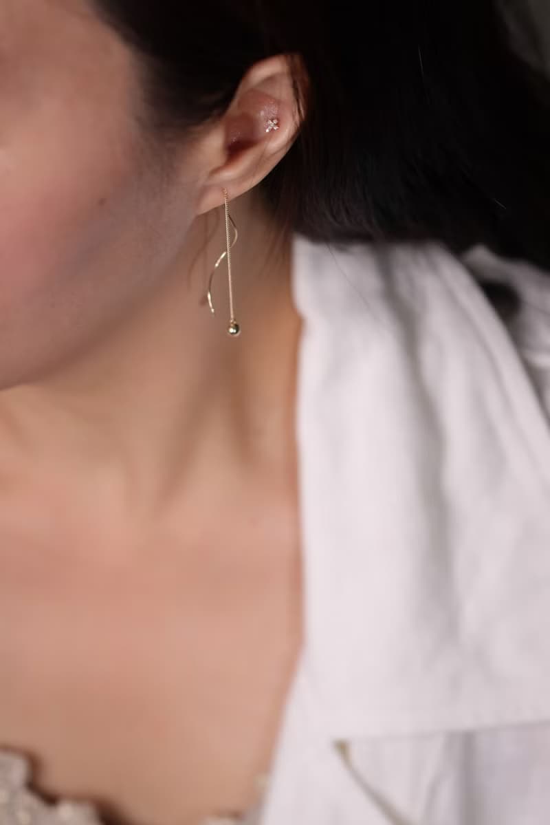 14K Ball Shape Long Chain S Earring 圓球S長鍊耳環