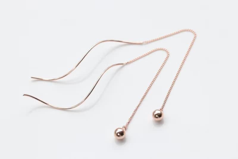 14K Ball Shape Long Chain S Earring 圓球S長鍊耳環