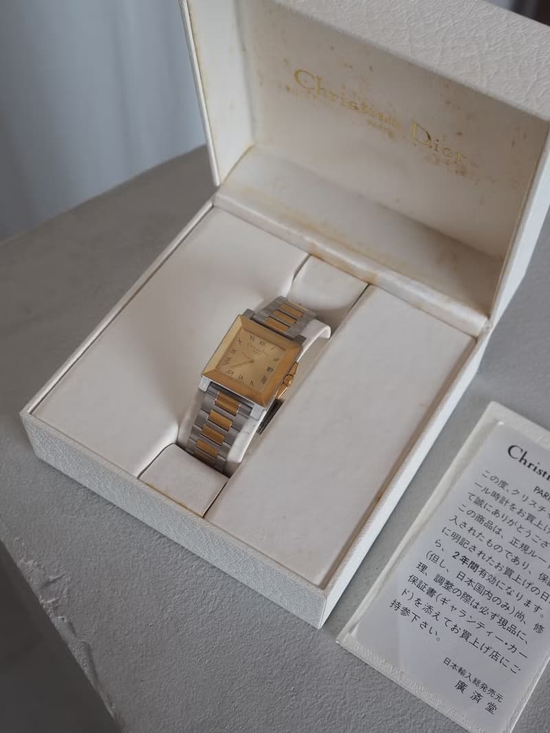 Christian Dior ディオール スクエア ウォッチ 腕時計 シルバー ゴールド コンビ ユニセックス ヴィンテージ