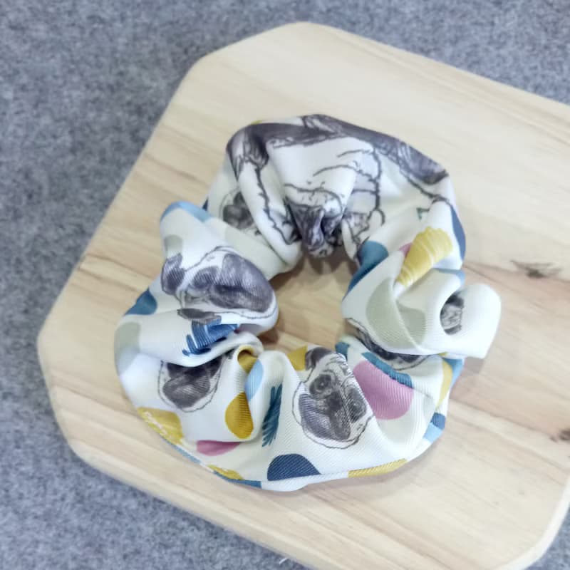 黃底點點-大腸髮圈_巴哥_馬尾髮帶
