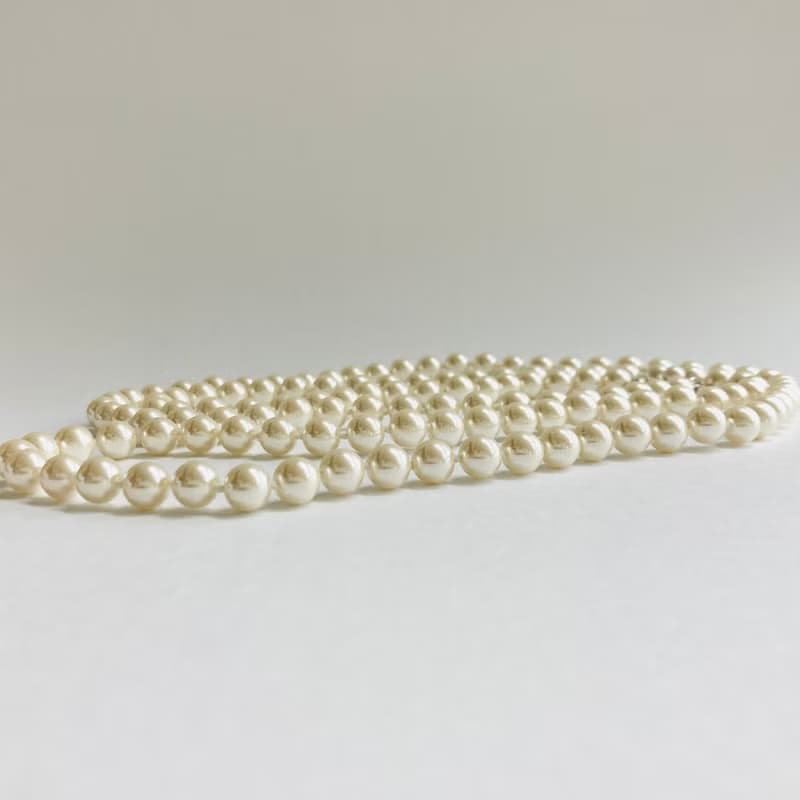 ガラスパール3Wayオールノットロングネックレス/8mm約120cm/Lt.クリーム/R/made in japan