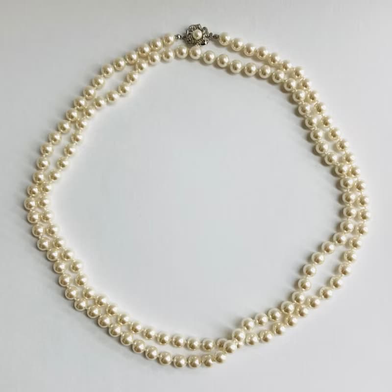 ガラスパール3Wayオールノットロングネックレス/8mm約120cm/Lt.クリーム/R/made in japan