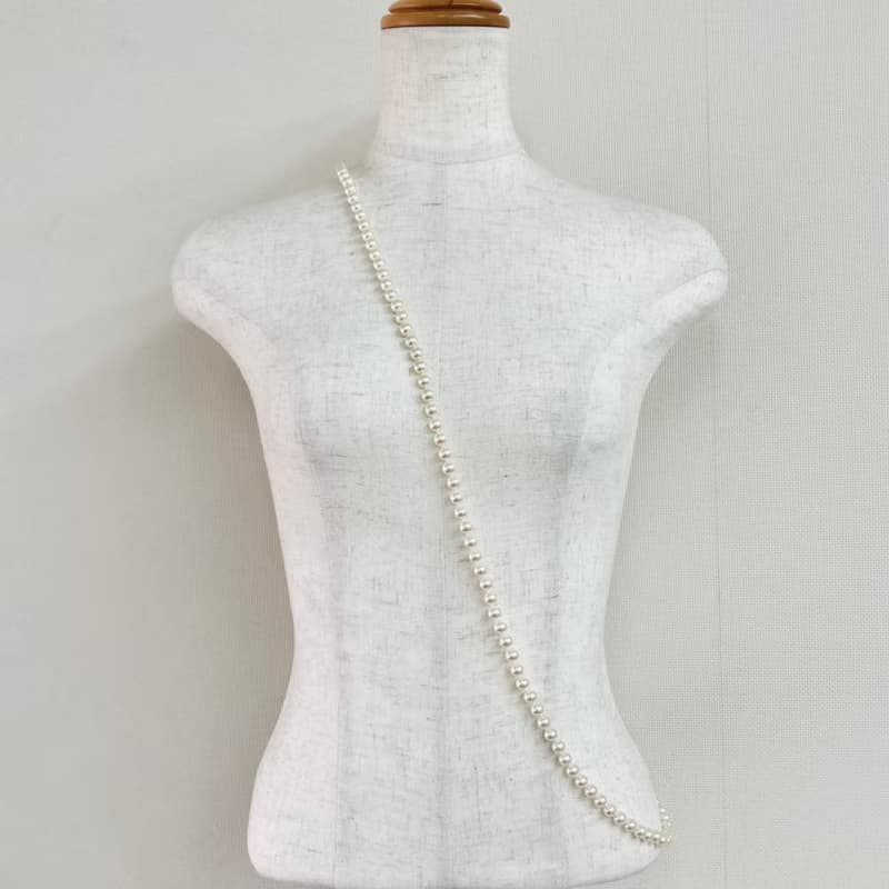 ガラスパール3Wayオールノットロングネックレス/8mm約120cm/Lt.クリーム/R/made in japan